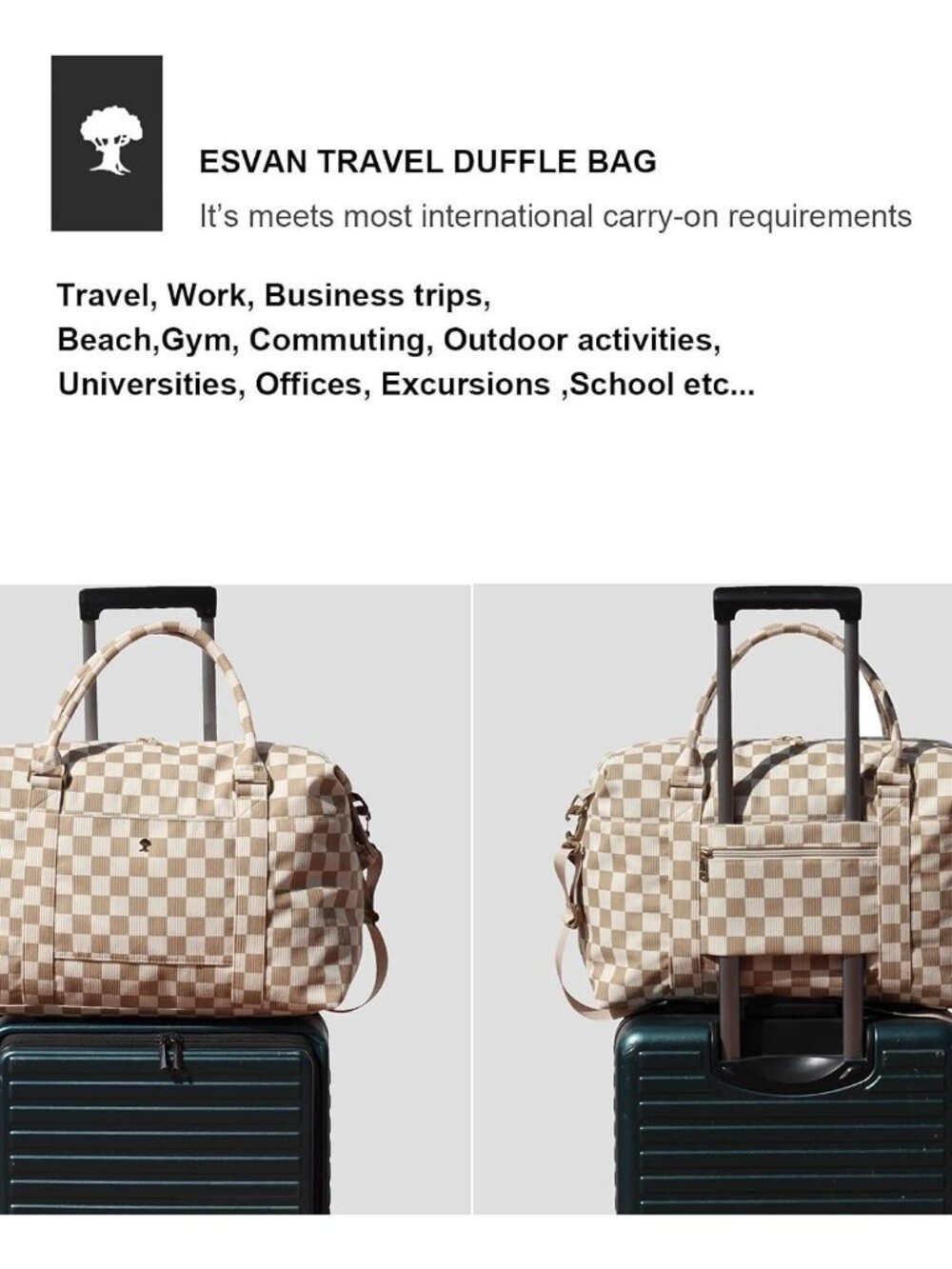 Travel Tote Duffel Gym Bag,Weekender Overnight Carry-on Tote Crossbody Bag with - Picture 5 of 7